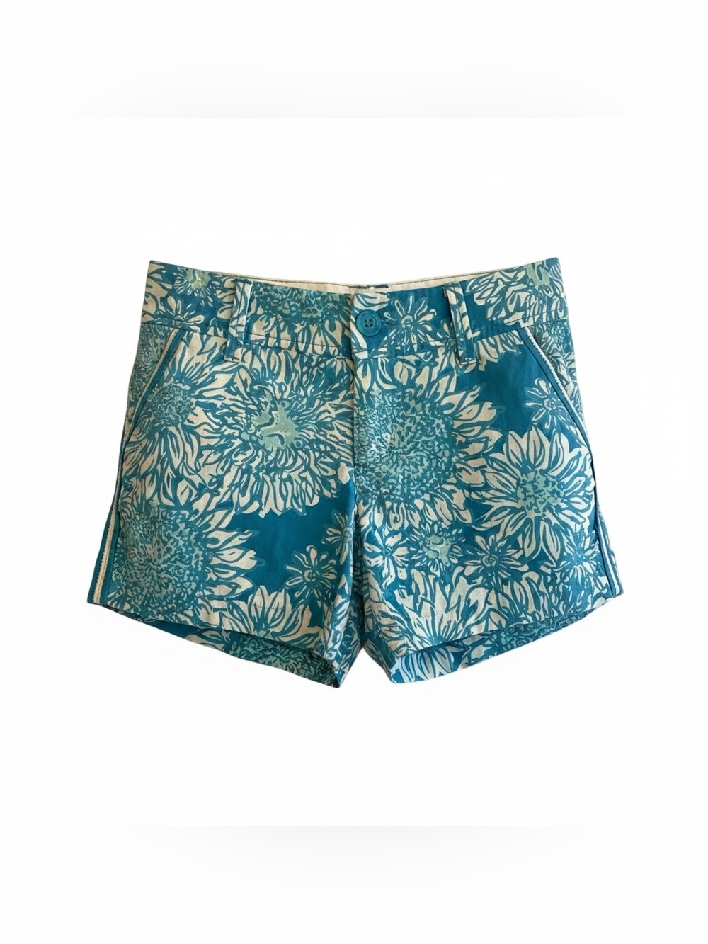 Lilly Pulitzer The Callahan Shorts Womens 00 Blue Floral Cotton Casual Beach